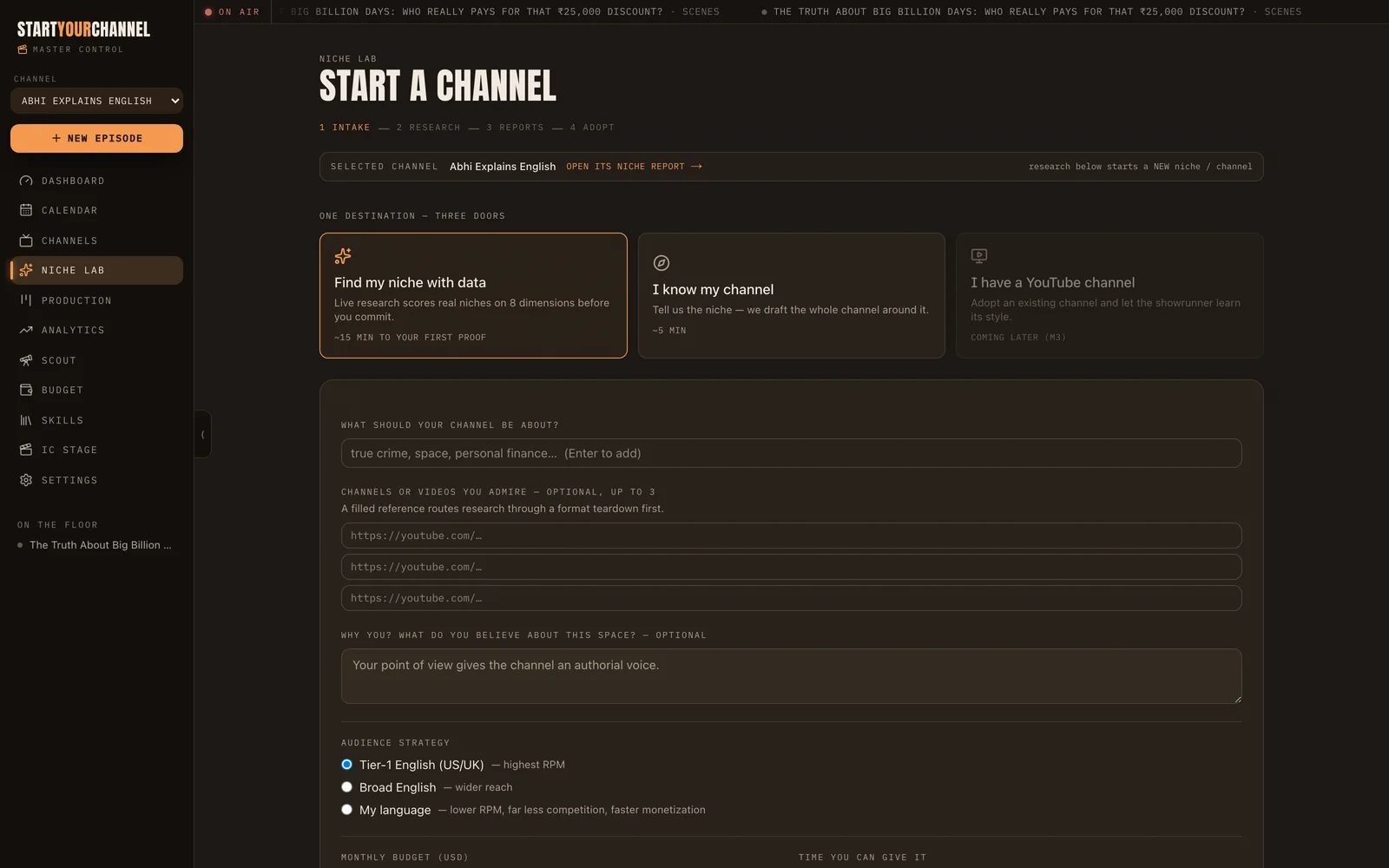 Niche Lab: start a channel